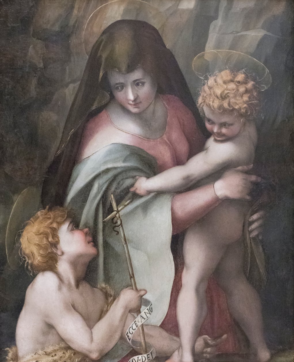 Virgen con el Niño y San Juan, Domenico Puligo (óleo sobre tabla) de Domenico Puligo