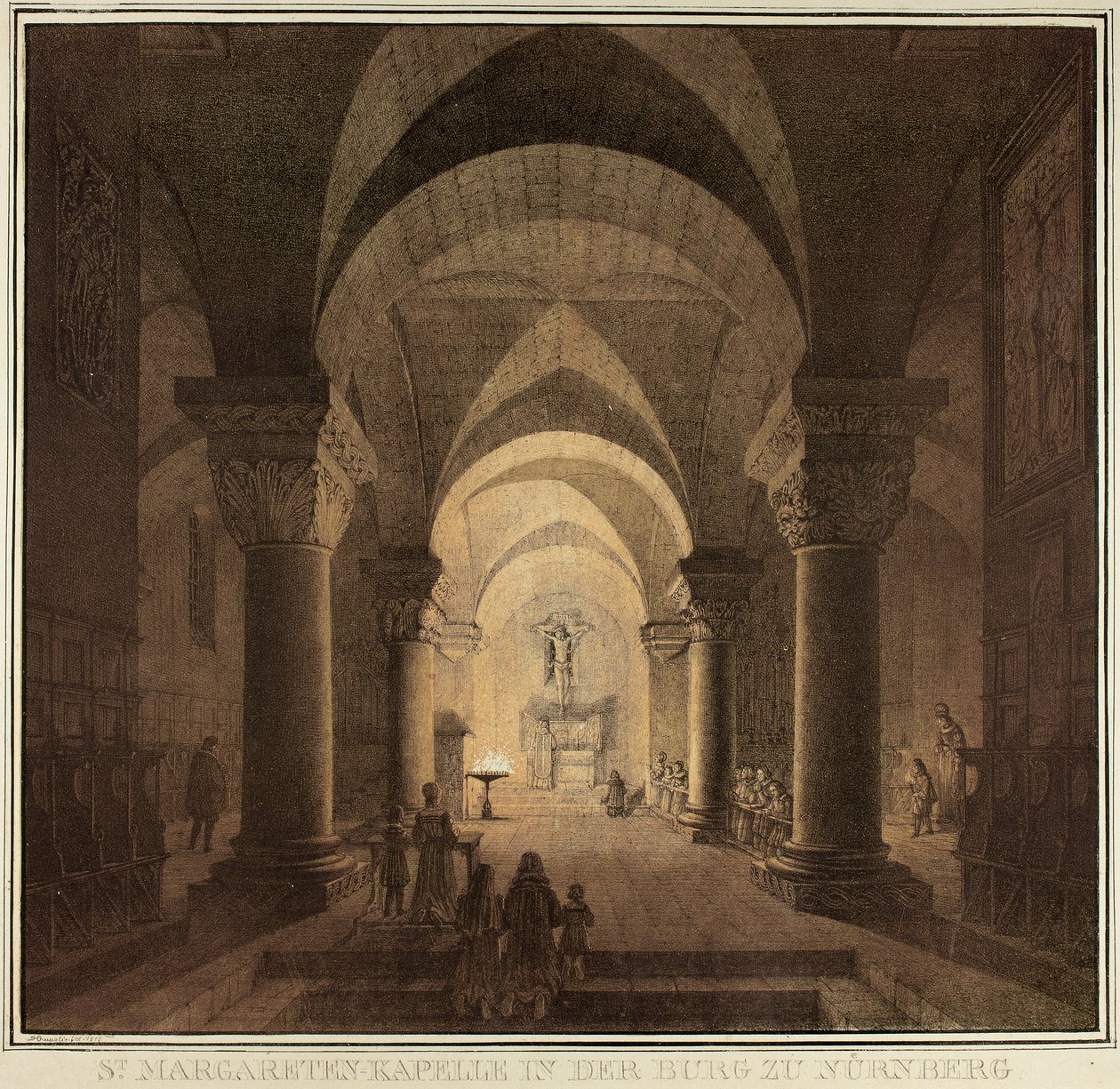 Capilla de Santa Margarita en la Ciudad de Núremberg, de la Colección de Edificios Medievales Memorables en Alemania de Domenico Quaglio
