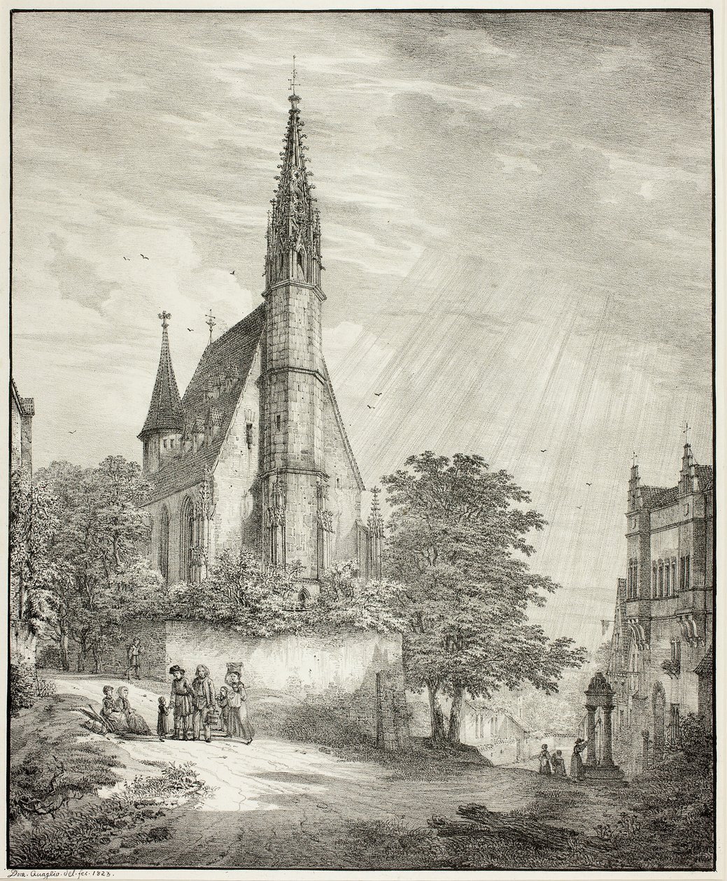 Iglesia de Kiderich en Rheingau de Domenico Quaglio