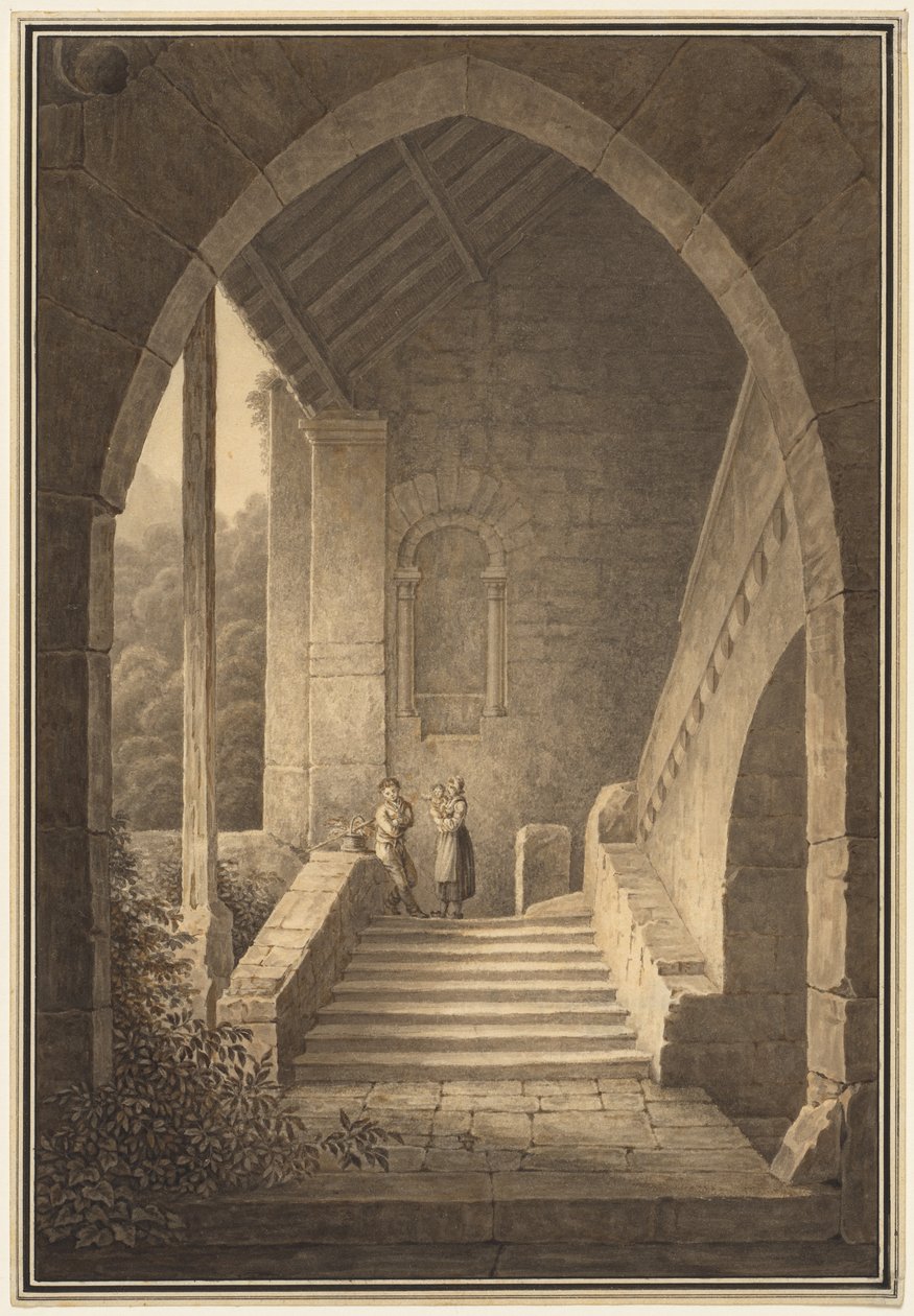 Escalera exterior de una ruina gótica, 1830 de Domenico Quaglio