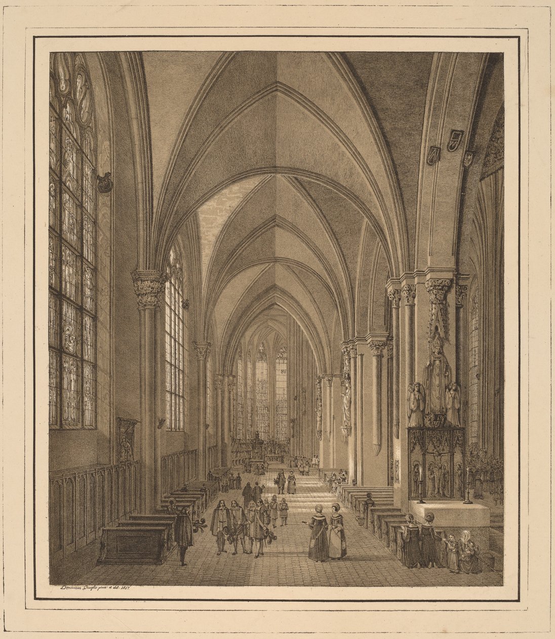 Vista del interior de la iglesia de San Sebaldo en Núremberg de Domenico Quaglio