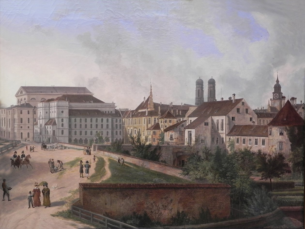 Alemán: Die Königliche Residenz von Nordosten im Jahr 1827 The Royal Residence in Munich from the North East in 1827 de Domenico Quaglio the Younger