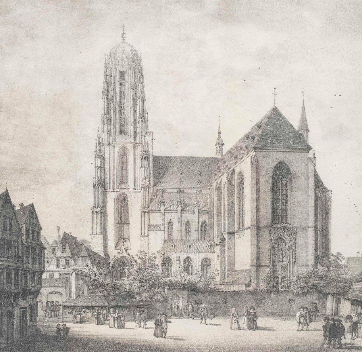 Litho - Frankfurt - Catedral Imperial - Quaglio - 1819 de Domenico Quaglio the Younger