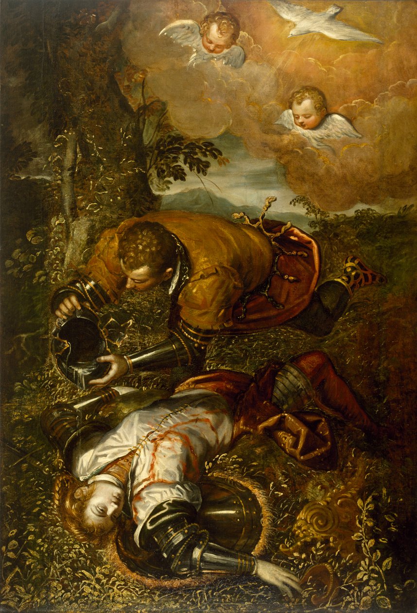 Tancredo bautizando a Clorinda, c.1586-1600 de Domenico Robusti Tintoretto