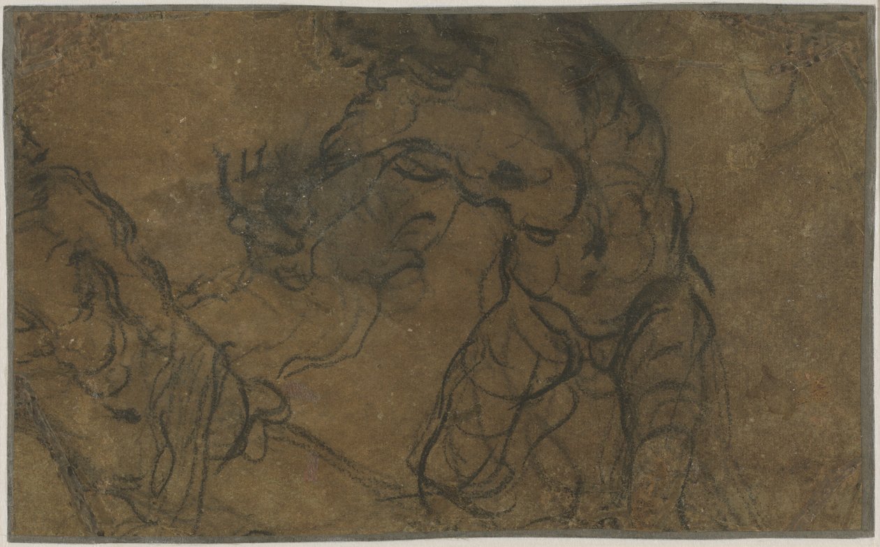 Dos figuras masculinas en movimiento (verso) de Domenico Tintoretto