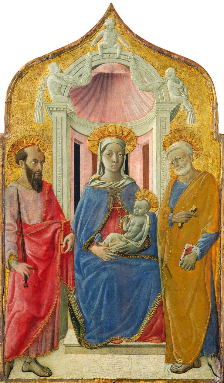 Madonna y el Niño entronizados con San Pedro y San Pablo de Domenico di Bartolo