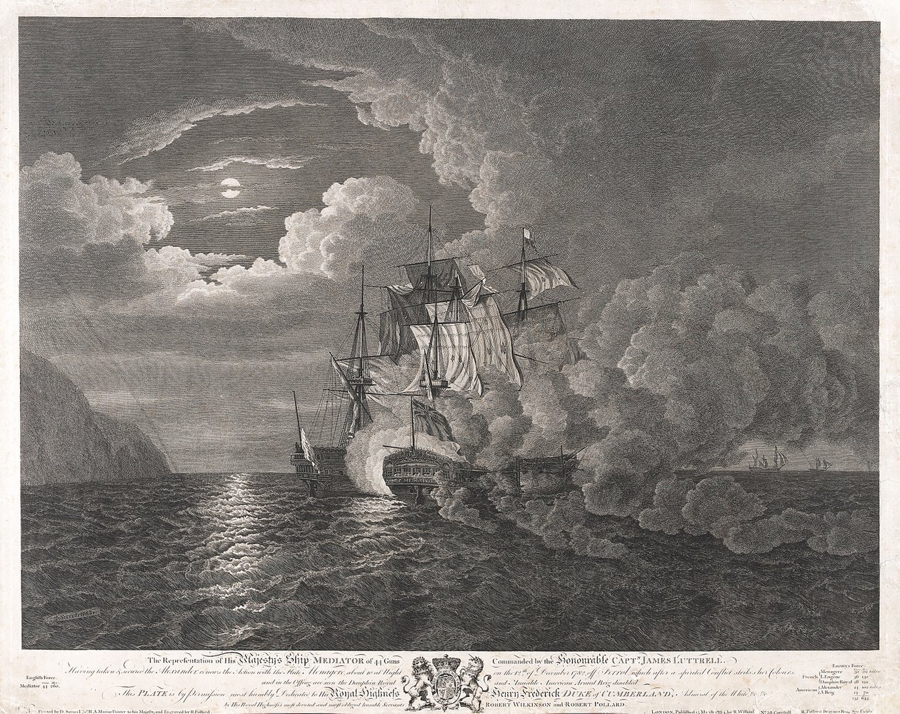 HMS "Mediator" el 12 de diciembre de 1782 frente a Ferrol de Dominic Serres