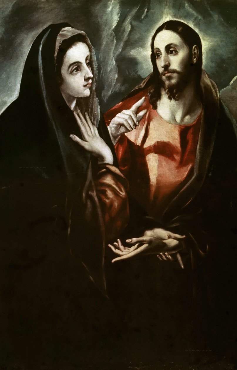 Cristo despidiéndose de su madre, ca. 1600 de Dominico El Greco