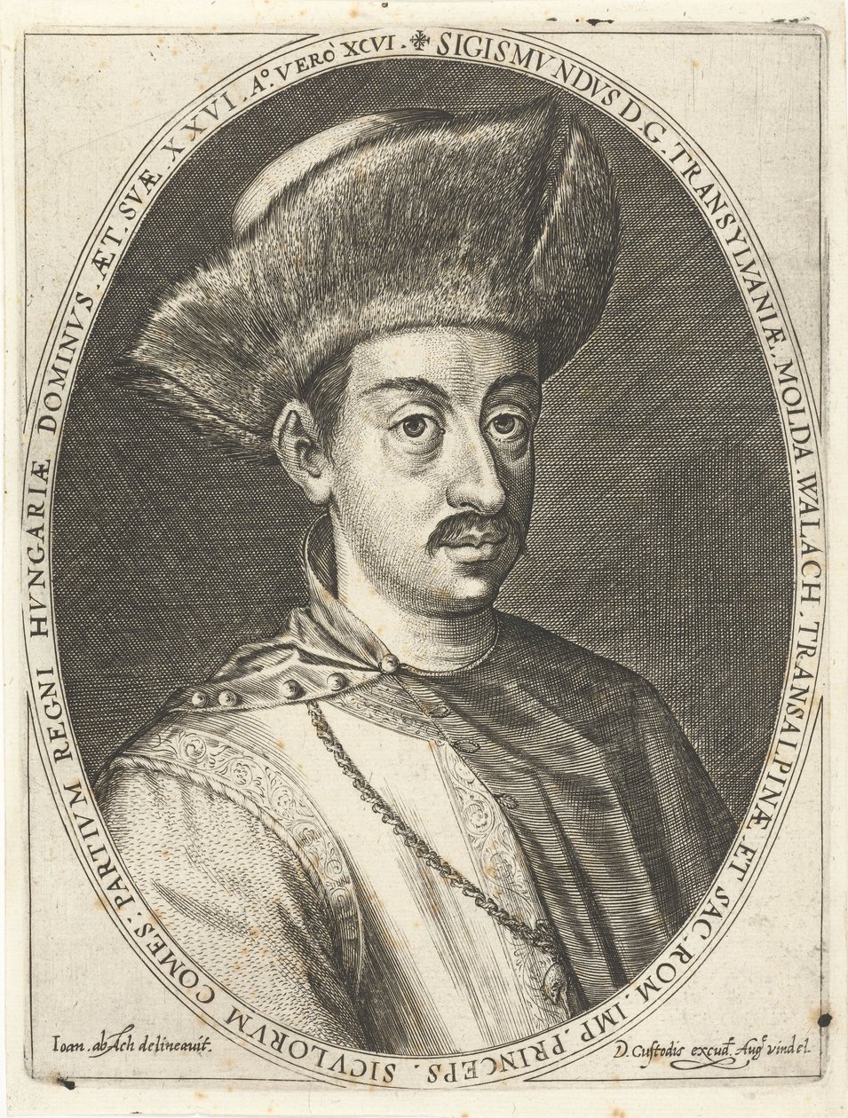 Sigismund Bathory 1572-1613, Príncipe de Transilvania. De Atrium heroicum, Augsburgo 1600-1602 de Dominicus or Custodis Custos
