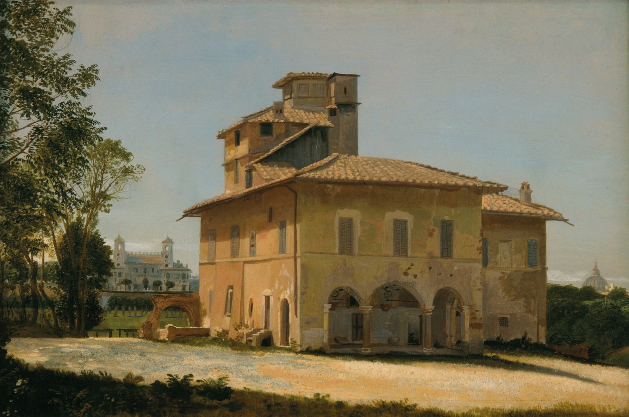 La Villa de Rafael en Roma, c.1837-40 (óleo sobre papel y lienzo) de Dominique Louis Papety
