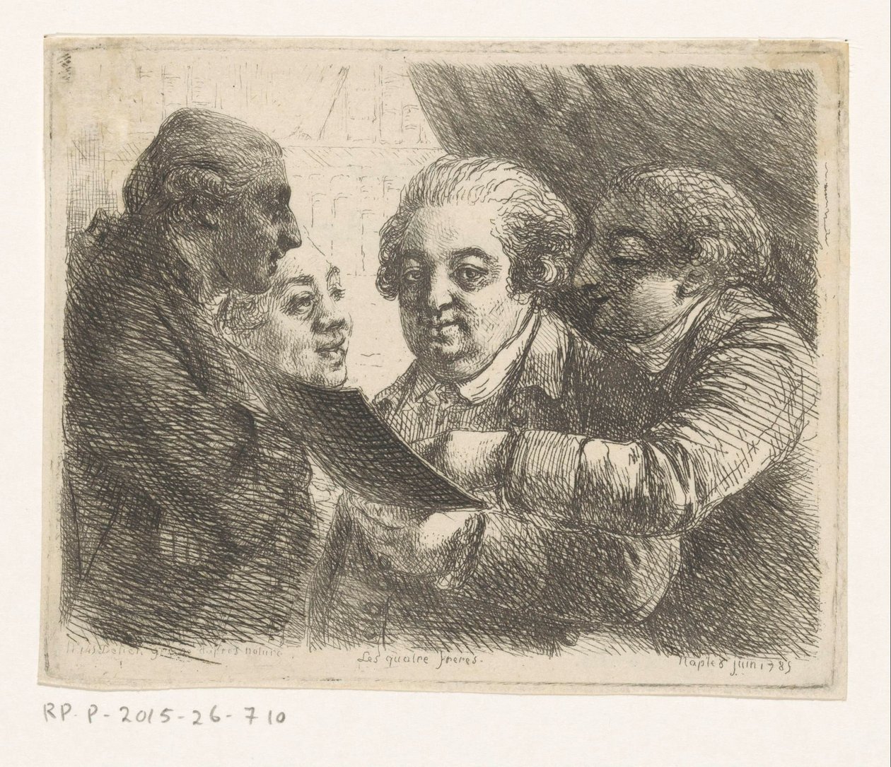 Retrato de cuatro hermanos de la familia Terres, libreros en Nápoles Les quatres freres (título sobre objeto) de Dominique Vivant Denon (baron)