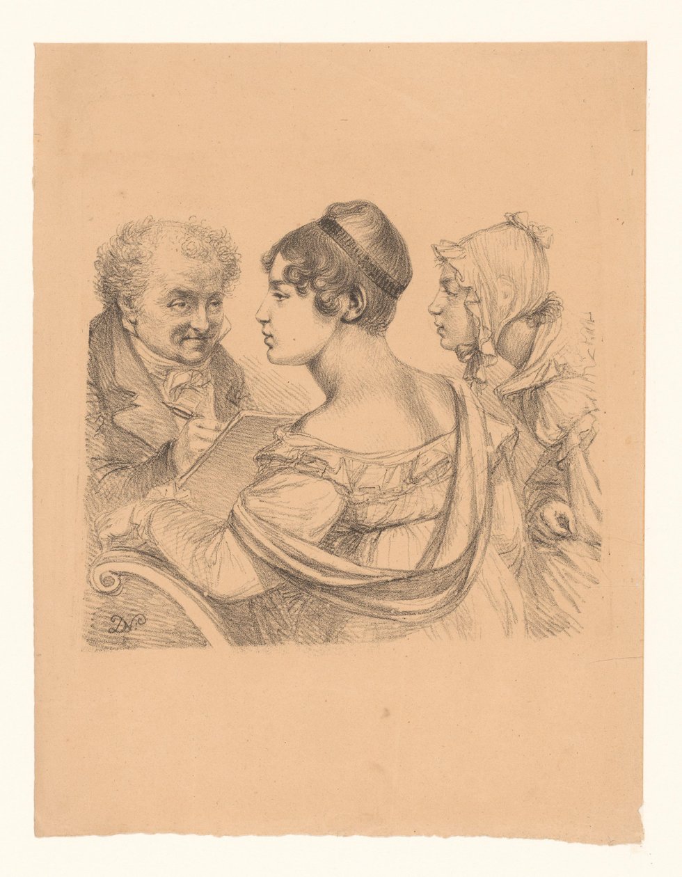 Autorretrato del artista con dos jóvenes como modelos de Dominique Vivant Denon (baron)
