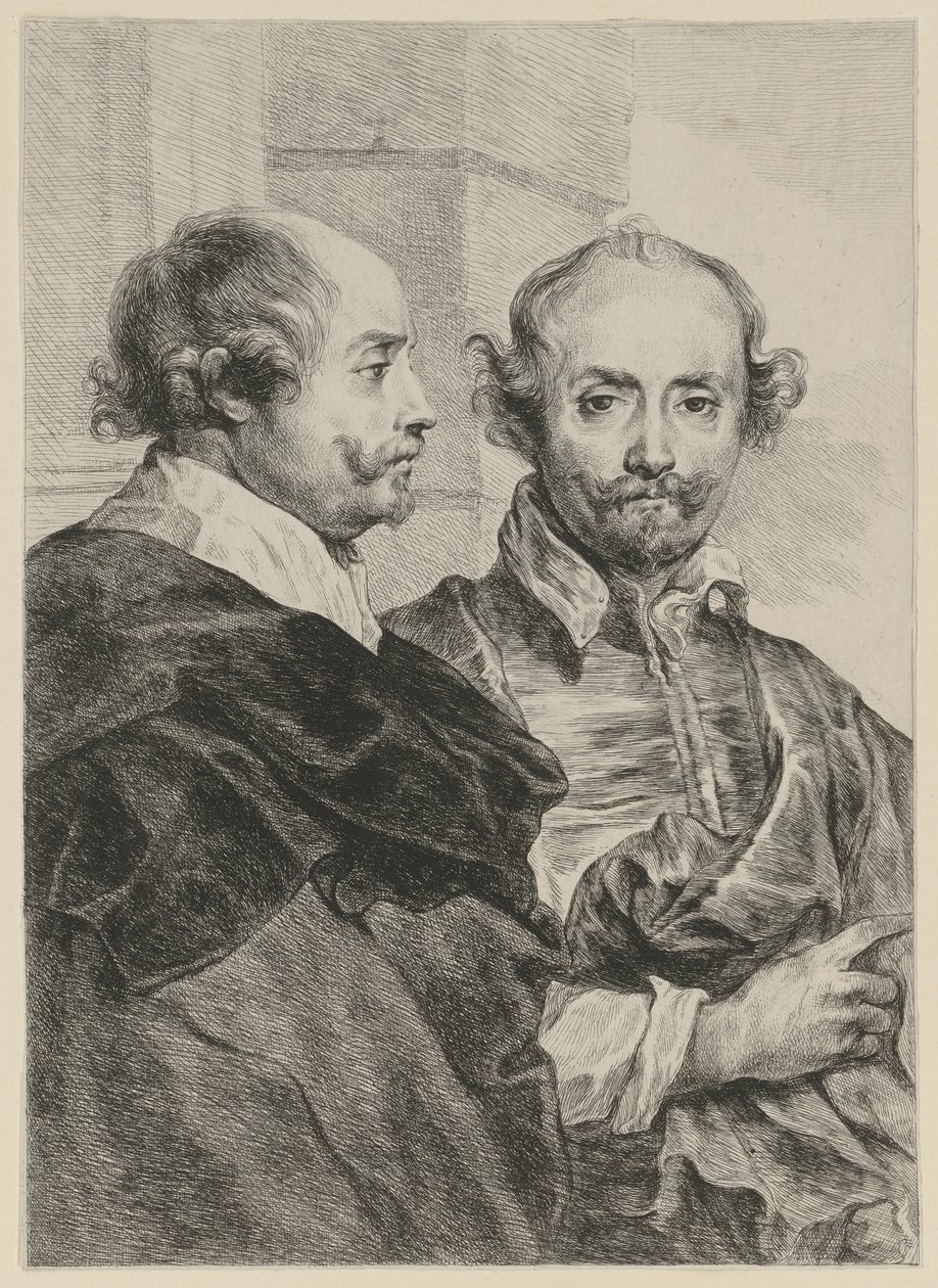 Retrato de dos hombres mayores, de perfil y de frente de Dominique Vivant Denon