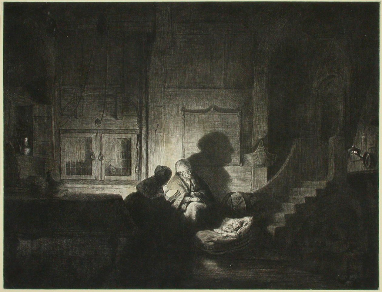 Interior: dos mujeres y un niño dormido de Dominique Vivant Denon