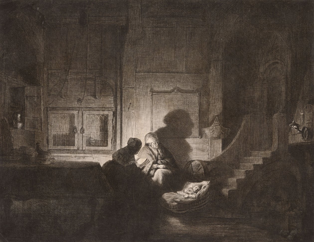 Interior: dos mujeres y un niño dormido de Dominique Vivant Denon