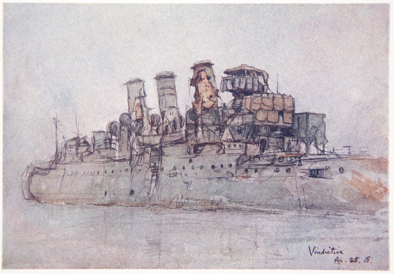 H.M.S. Vindictive, 25 de abril de 1918, ilustración de 