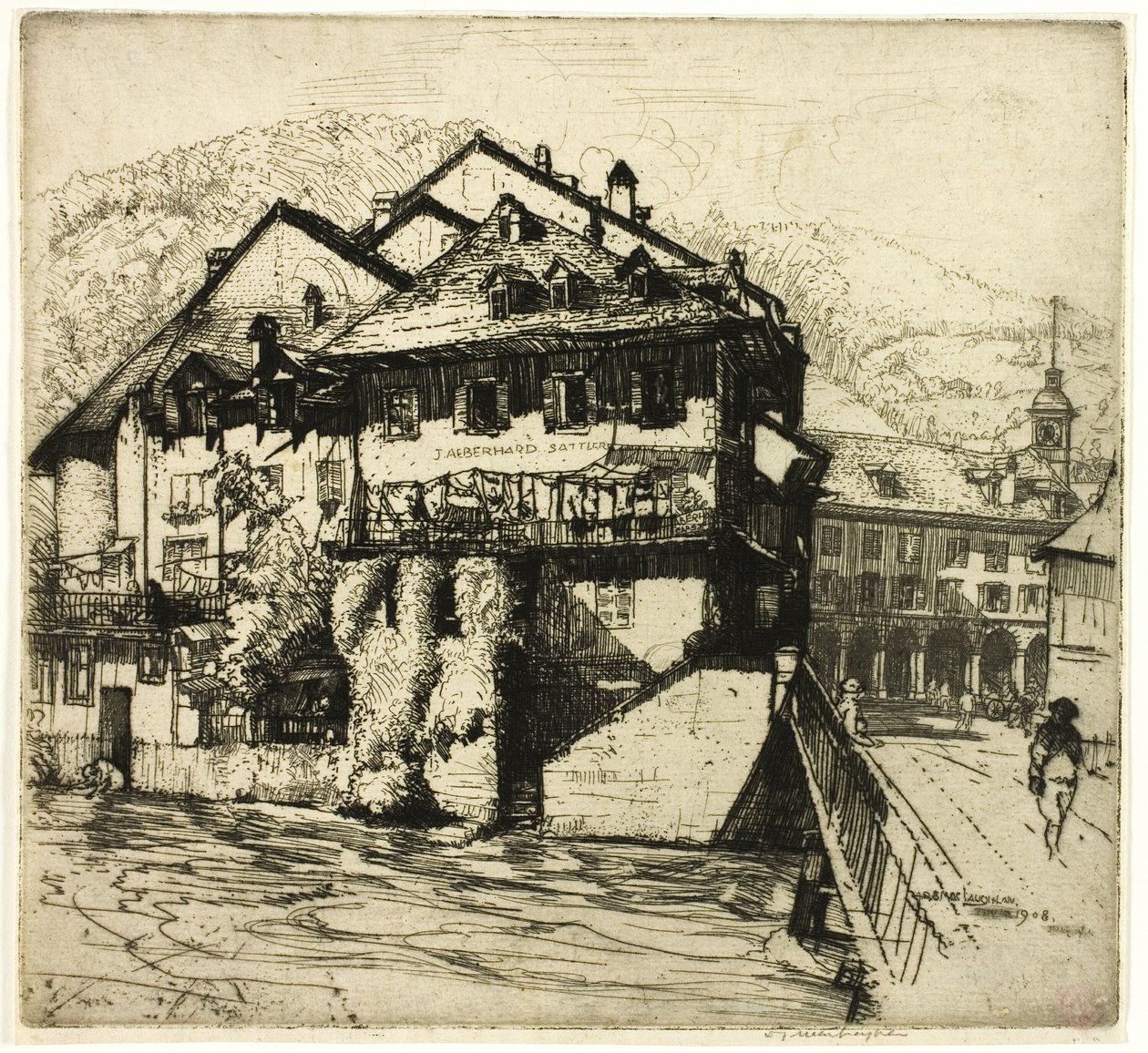 Casas en el Aare, Suiza de Donald Shaw MacLaughlan