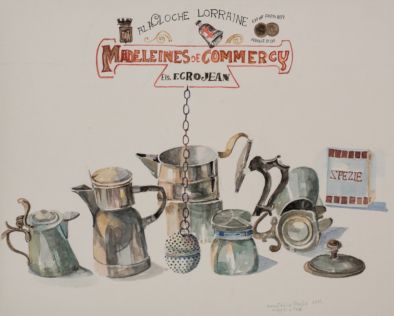 Café o té, 2012 (acuarela sobre papel) de Donatella Merlo