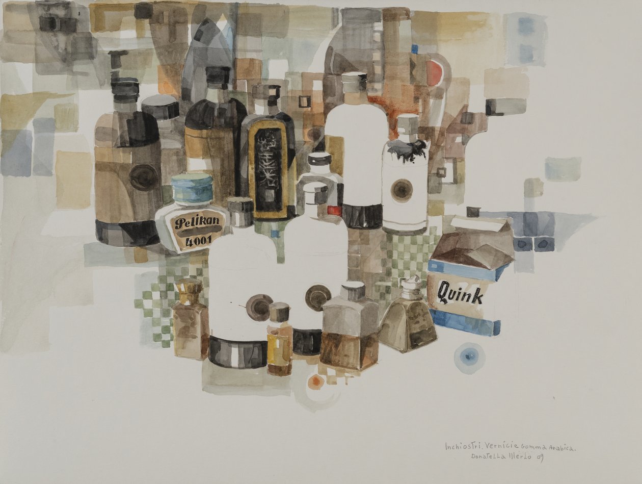 Tintas. Barnices y goma arábiga, 2009 (acuarela sobre papel) de Donatella Merlo