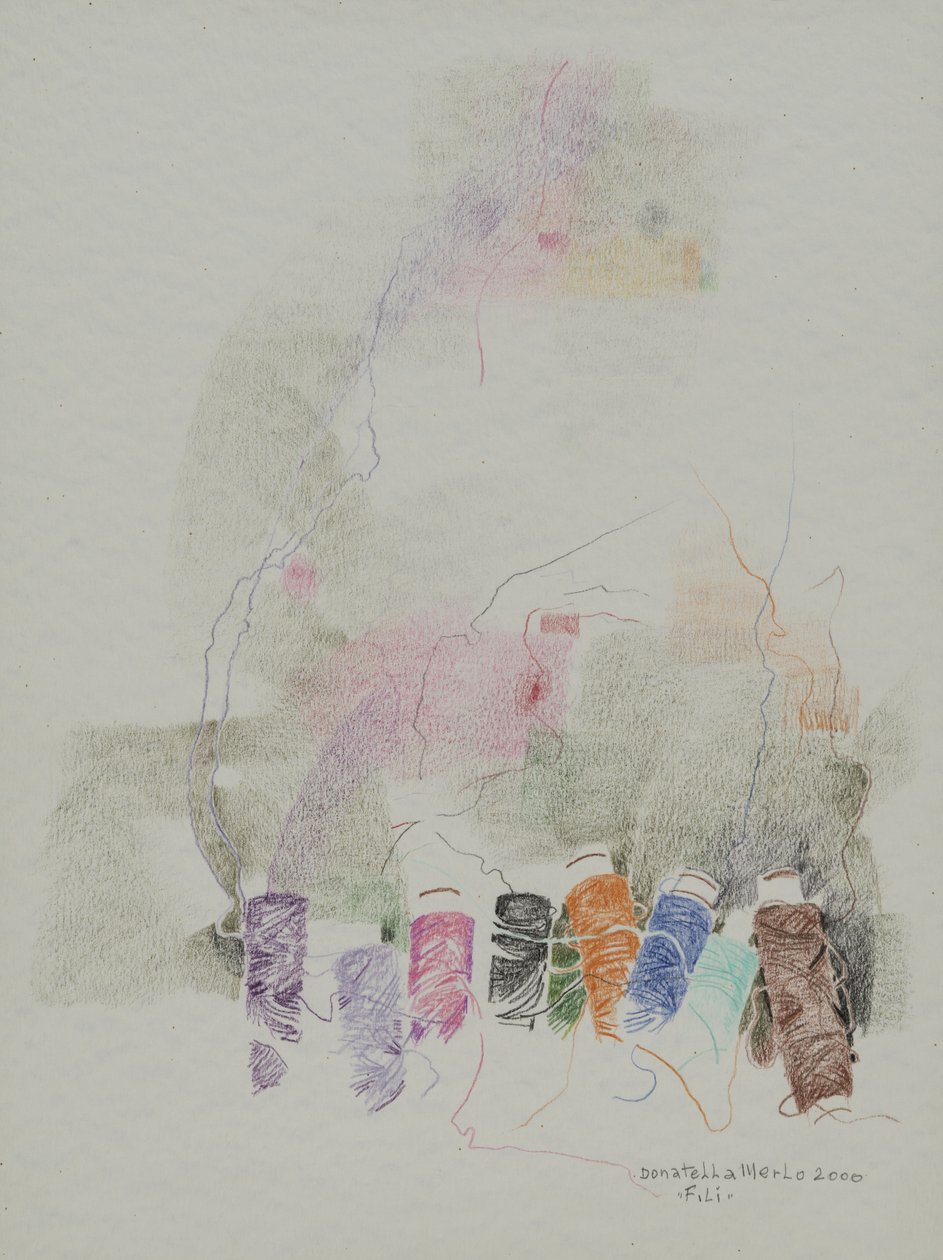 Threads, 2000 (lápices de color sobre papel) de Donatella Merlo