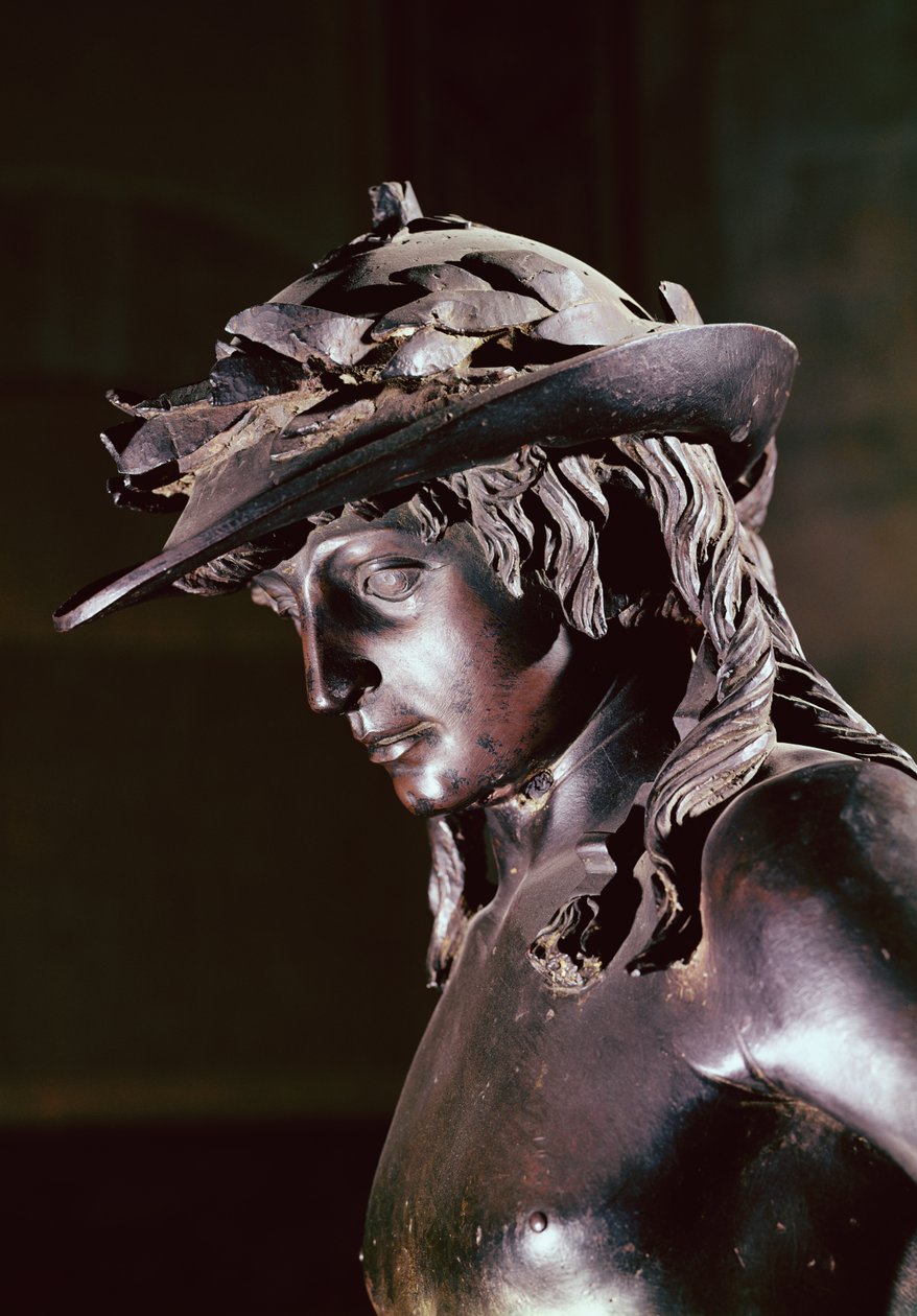 David, detalle de la cabeza, c.1440 de Donatello