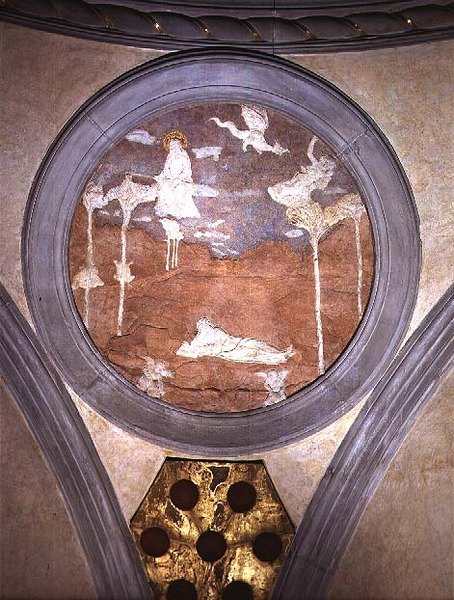 San Juan en Patmos, medallón de pechina de Donatello