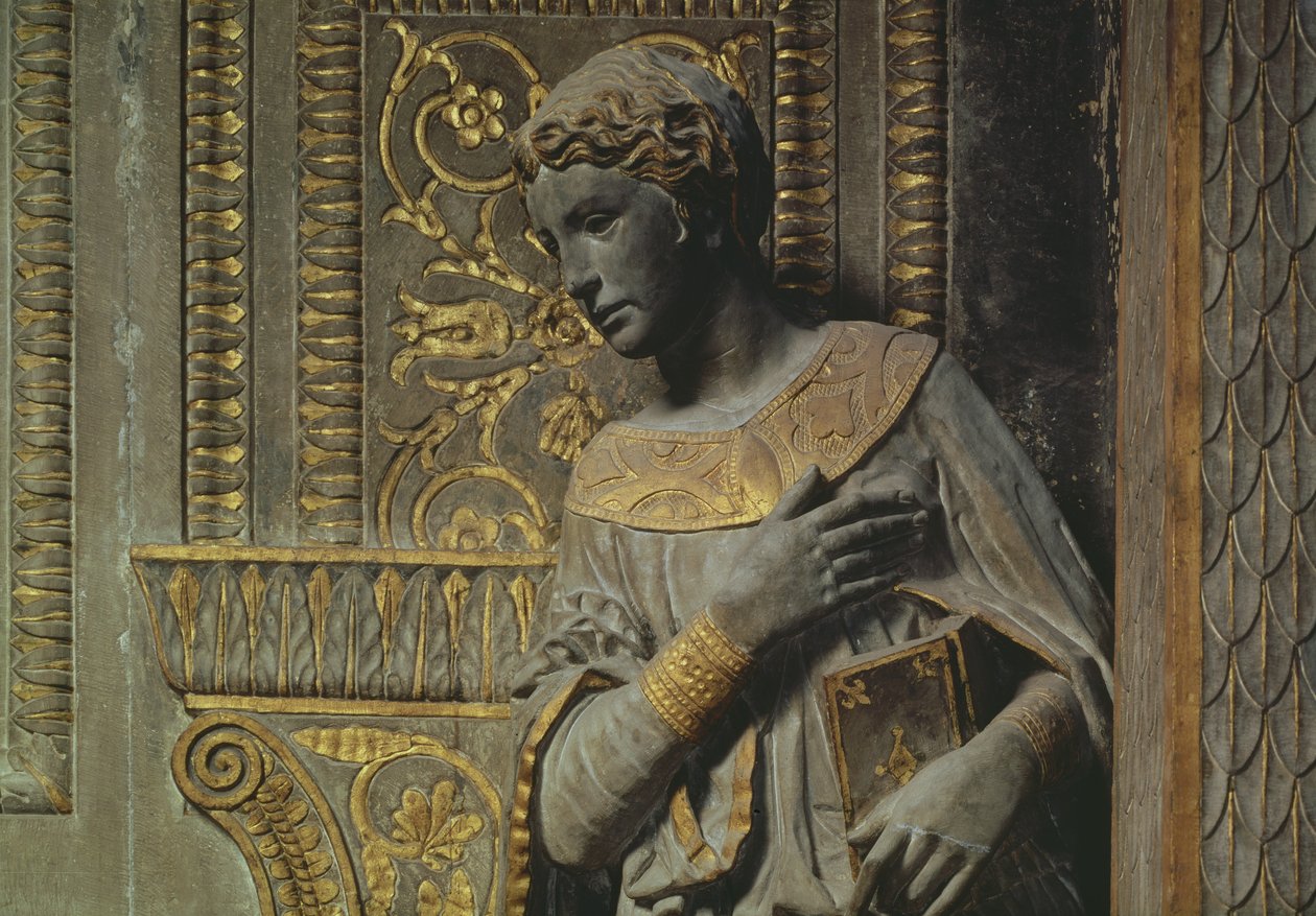 La Anunciación Cavalcanti: detalle de la Virgen por Donatello de Donatello