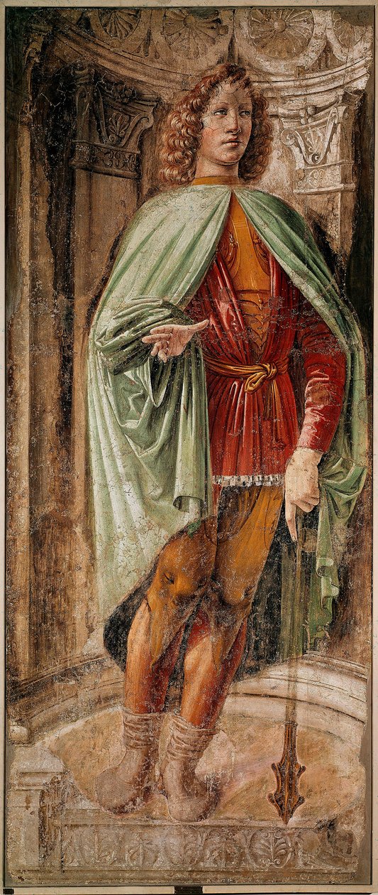Joven con el garrote (Giovane dalla mazza) Ciclo de los Hombres de Armas de la familia Panigarola. Fresco por Donato Bramante Pinacoteca di Brera, Milán de Donato Bramante