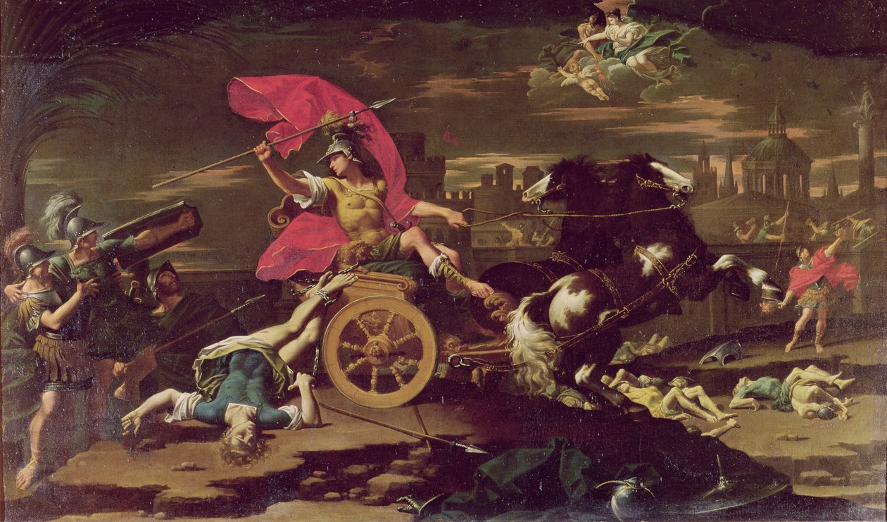 Aquiles arrastrando el cuerpo de Héctor alrededor de las murallas de Troya de Donato Creti