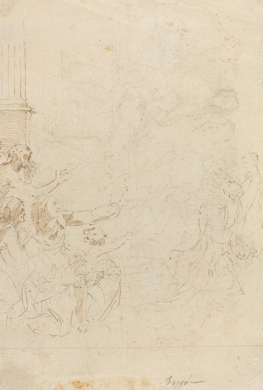Siete figuras presenciando una ascensión [verso] de Donato Creti