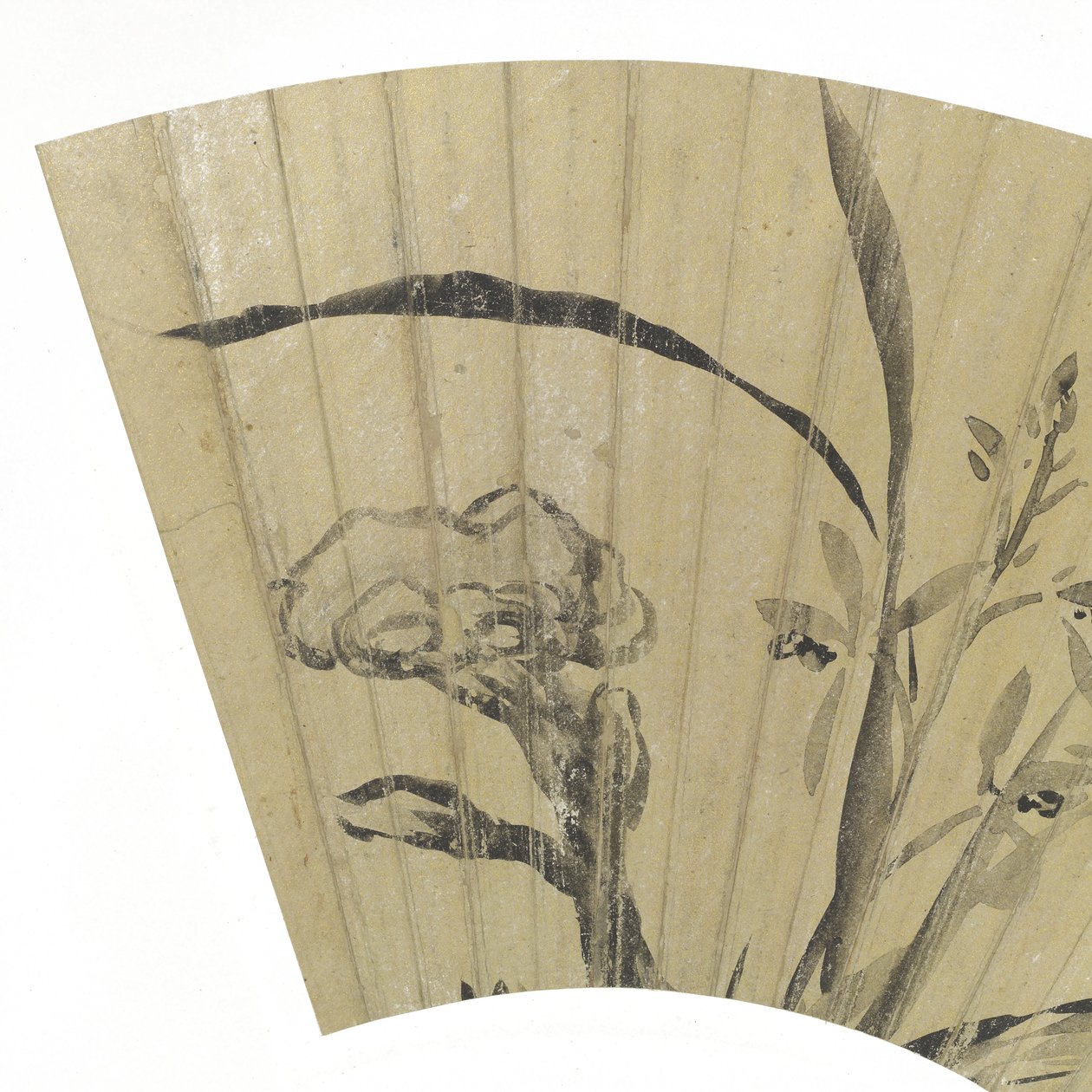 (detalle) de orquídeas, hongos y roca de Dong Qichang