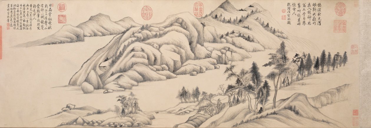 Río y montañas en un claro día de otoño, c. 1624-1627 de Dong Qichang