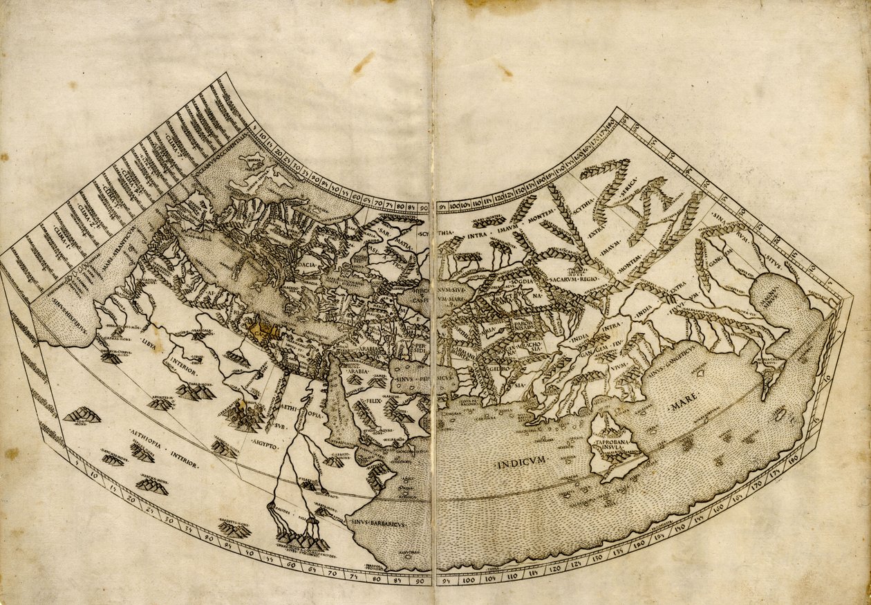 Mapamundi ptolemaico de la Geographia de Donnus Nicolaus & Ptolemy Claudius Germanus