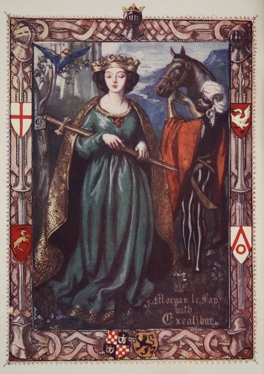 Morgan le Fay con Excalibur, ilustración de 