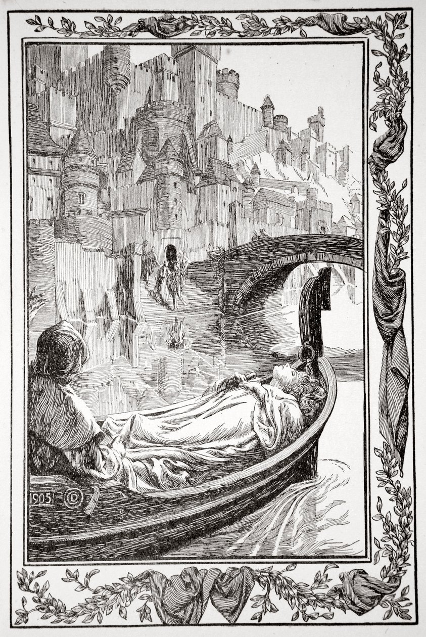 La barcaza flotaba río abajo, 1905 de Dora Curtis