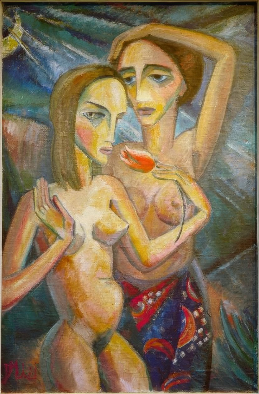 Dos chicas con tulipán de Dorothea Mätzel Johannsen