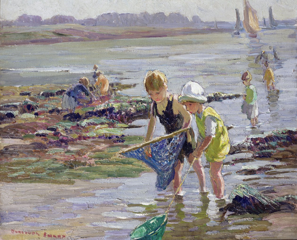 Niños jugando a la orilla del mar de Dorothea Sharp
