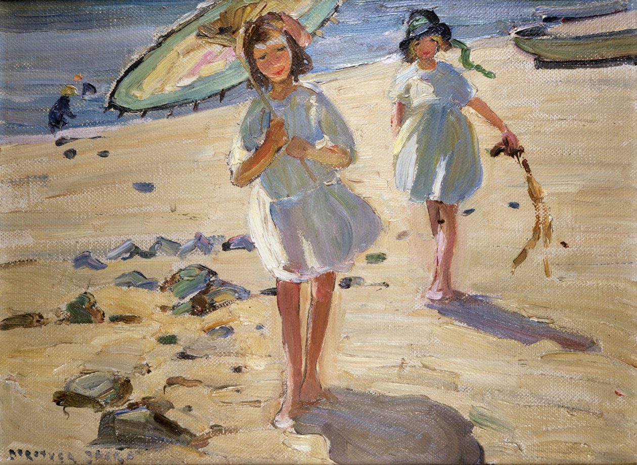 Amigos en la playa (óleo sobre lienzo) de Dorothea Sharp