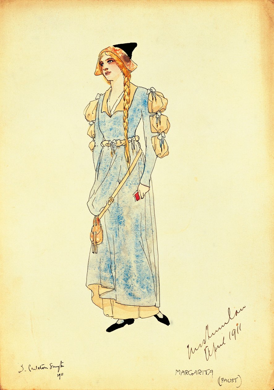 Boceto del vestuario de Marguerite para la representación de Fausto, por Carleton Smyth de Dorothy Carleton Smyth