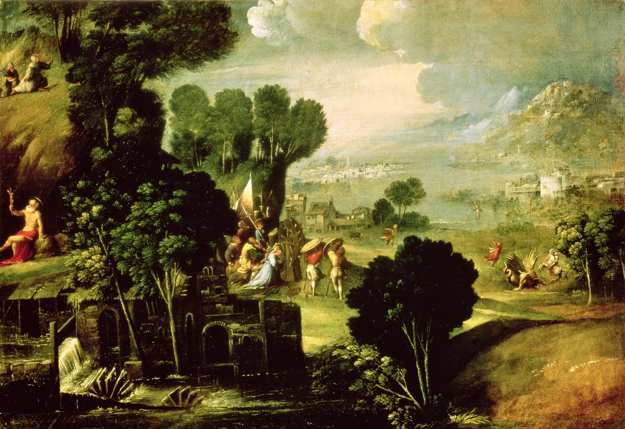 Paisaje con santos, 1520-30 de Dosso Dossi
