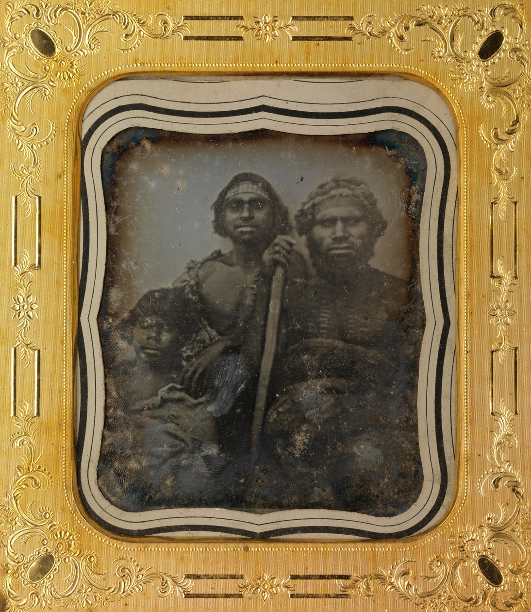 Tres hombres aborígenes, Melbourne, Victoria de Douglas T. Kilburn