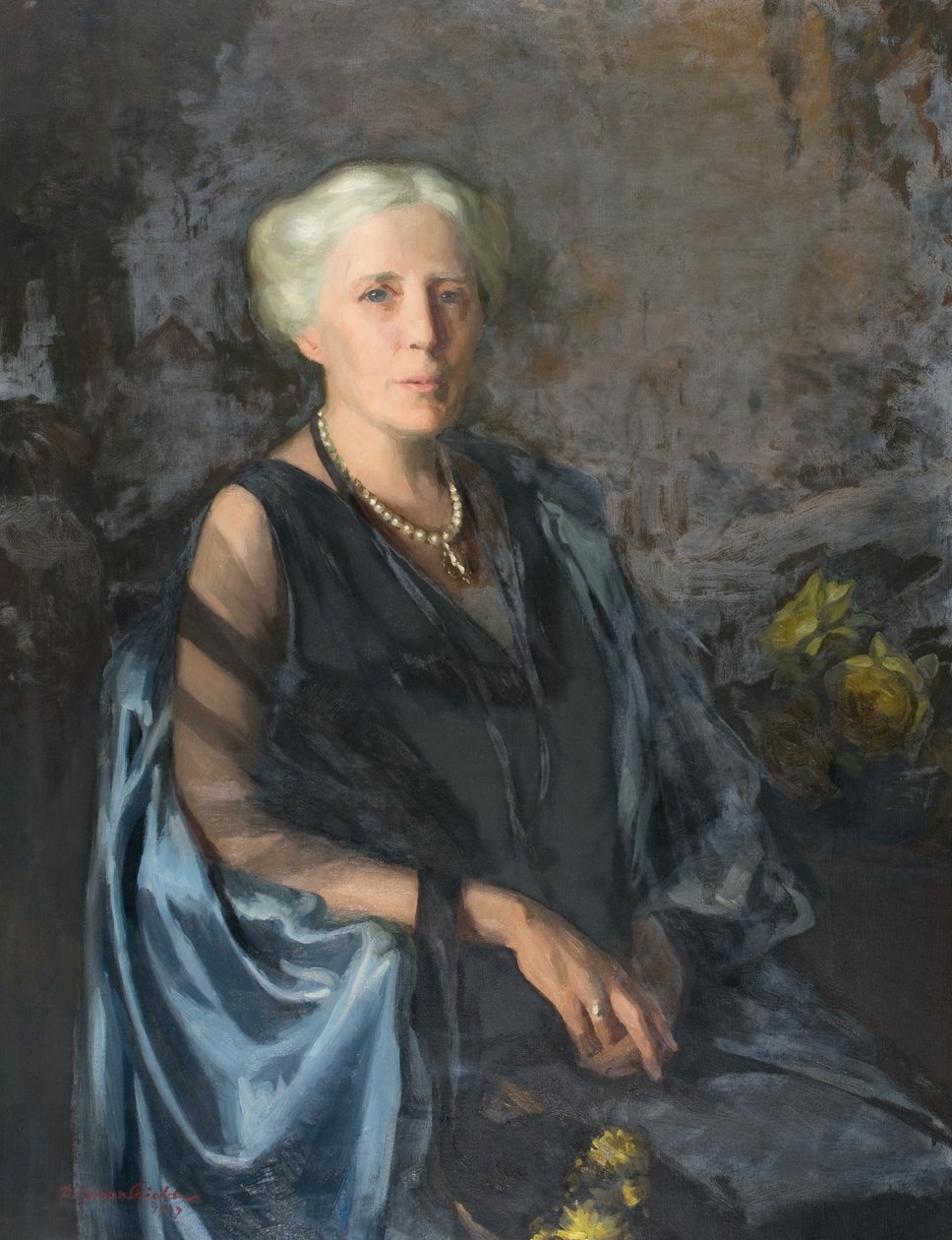La dama del manto azul (óleo sobre lienzo) de Douglas Gordon Shields