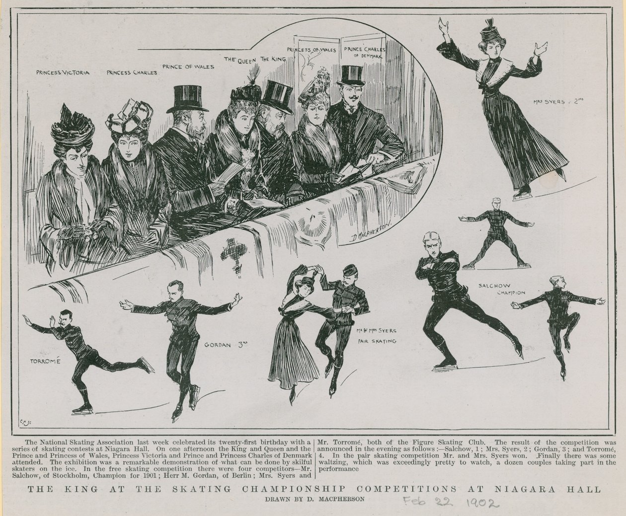 Competiciones del Campeonato de Patinaje en el Niagara Hall (grabado) de Douglas Macpherson
