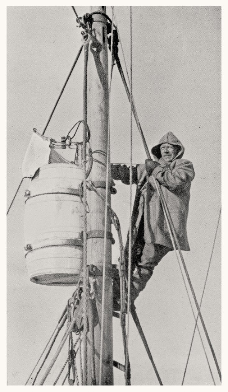 Comandante Frank Wild (1873-1939) en el Mastil, durante la expedición Endurance a la Antártida, 1914-1916 de Dr. Alexander Macklin