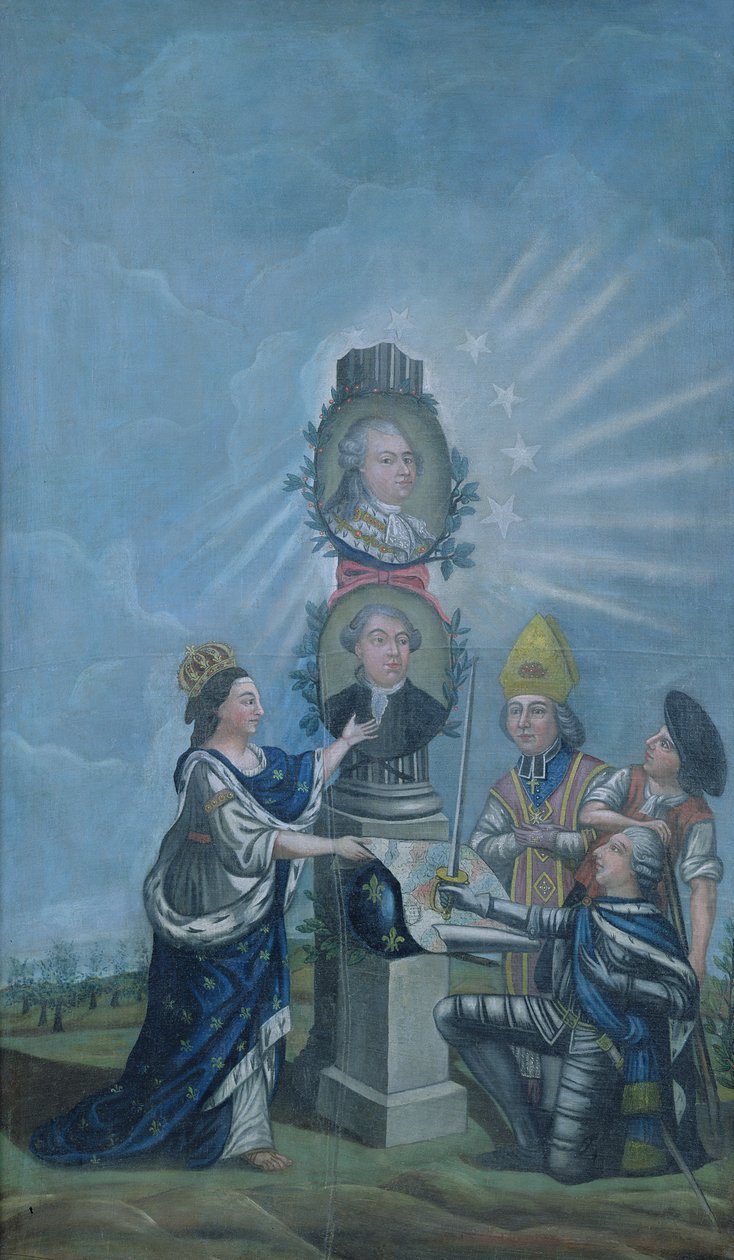 Francia Recibiendo los Deseos de la Nación de los Tres Órdenes y presentándolos a Luis XVI y Jacques Necker de Dubois