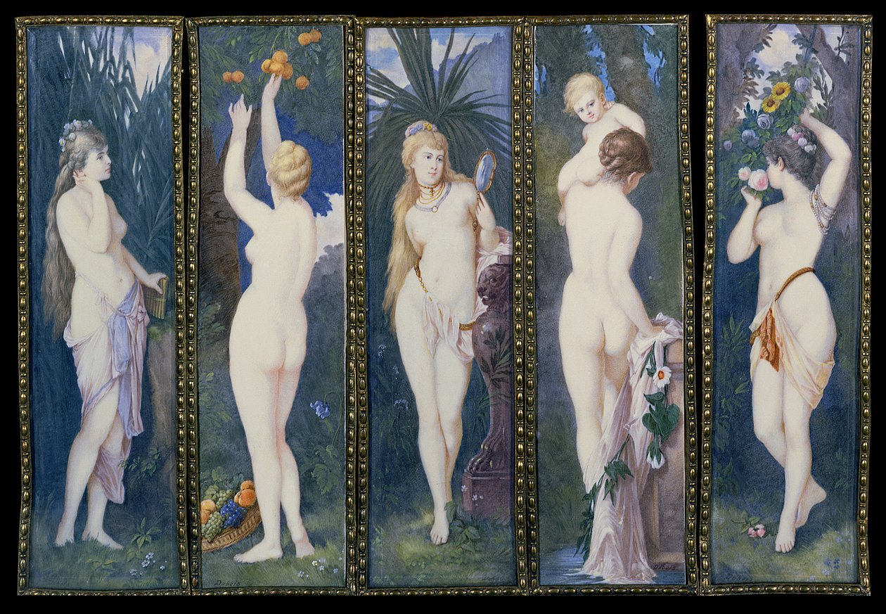 Los cinco sentidos (gouache sobre marfil) de Dubois Dubois