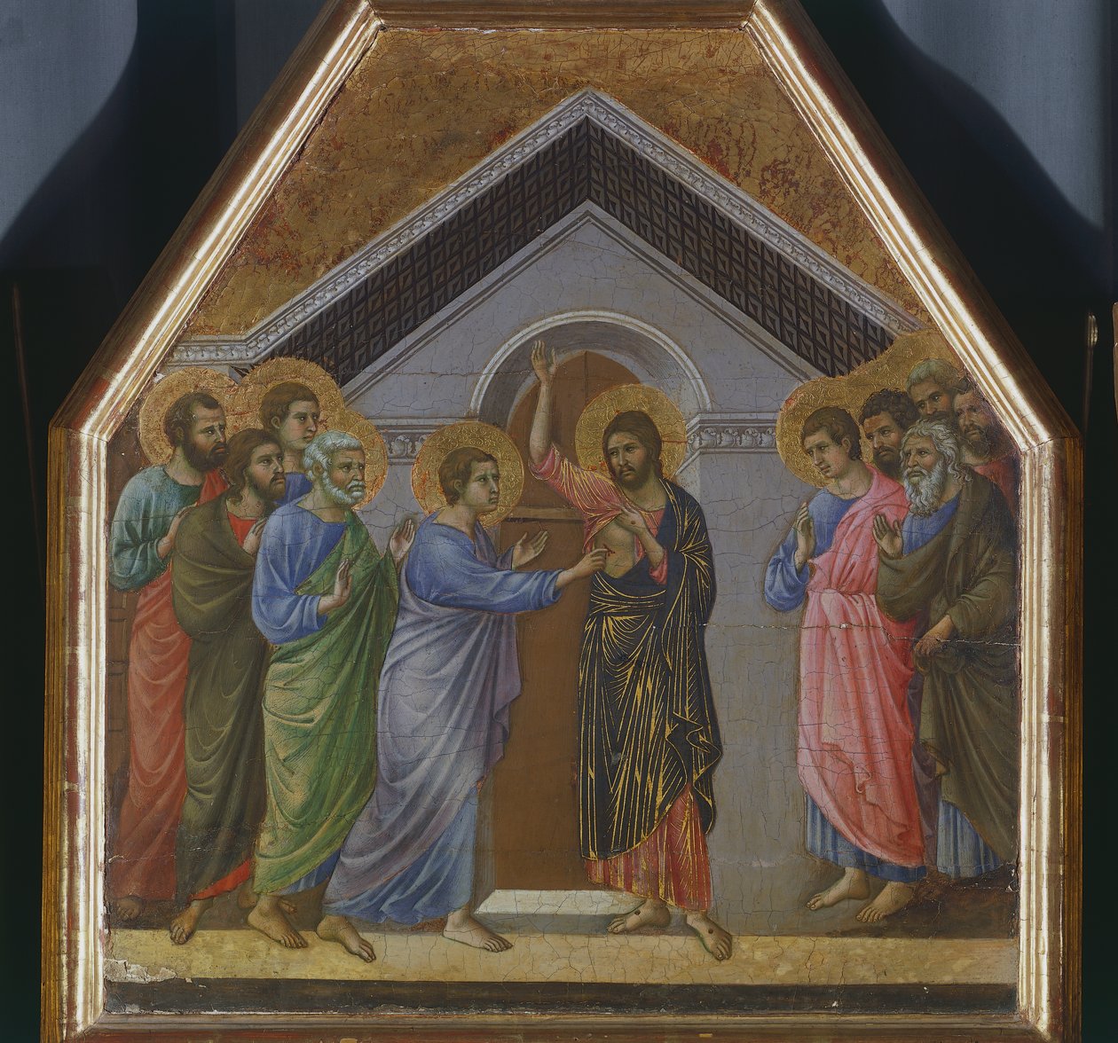 Retablo: La Incredulidad de Santo Tomás, (detalle) de Duccio di Buoninsegna