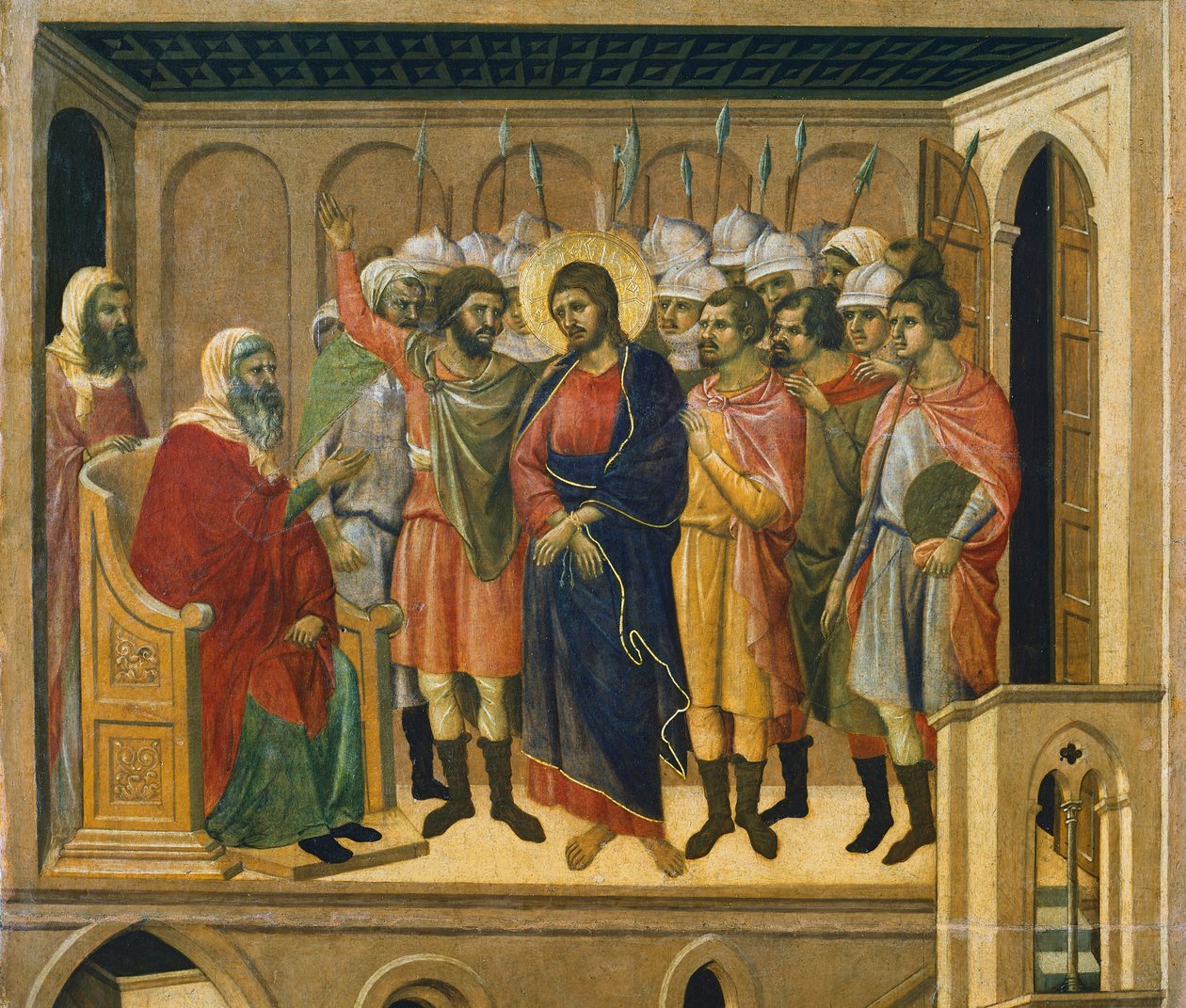 Cristo ante el Sumo Sacerdote (detalle) de Duccio di Buoninsegna