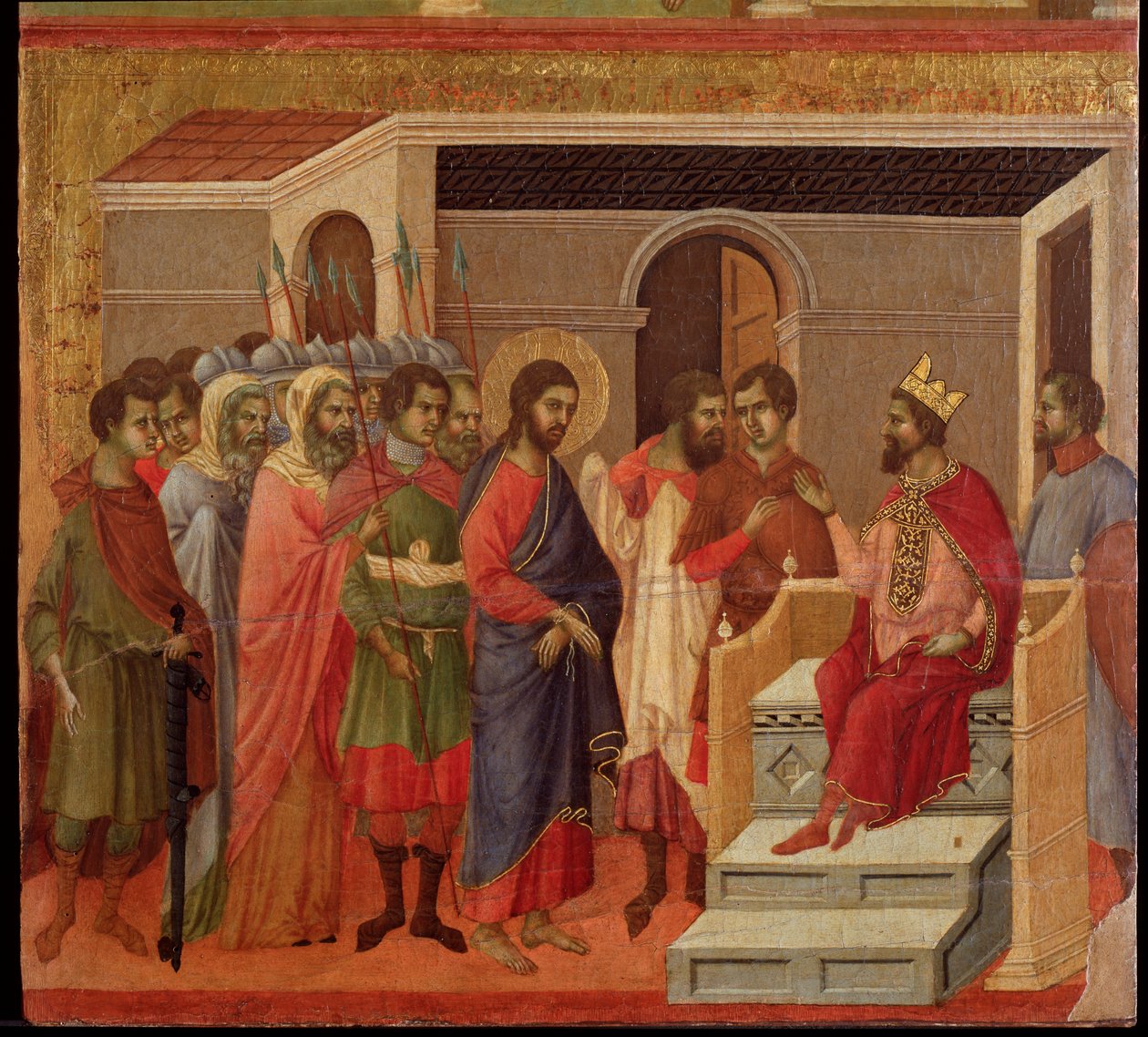 Jesús frente a Herodes. Retablo de la Maestà de Duccio di Buoninsegna