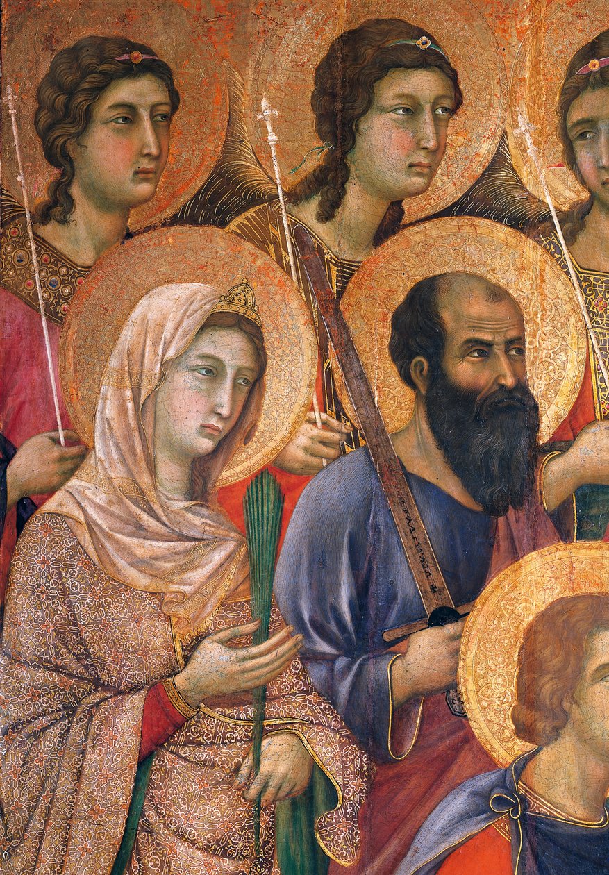 Maestà del Retablo de Duccio en la Catedral de Siena por Duccio di Buoninsegna (detalle) de Duccio di Buoninsegna